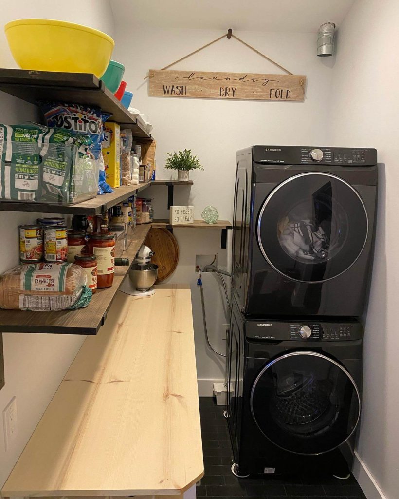 3. Use Open Wall-Mounted Shelves in a Dual-Use Space