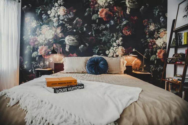 Cozy Room Decor Ideas Floral Wallpaper Bedroom