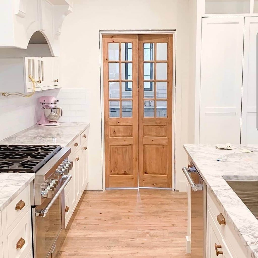 31. Symmetrical French Doors in Natural Wood