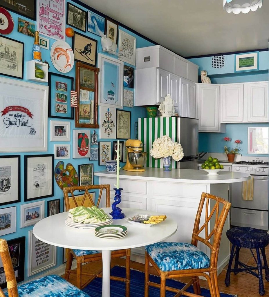 33. Colorful Kitchen Gallery Wall Full of Whimsy
