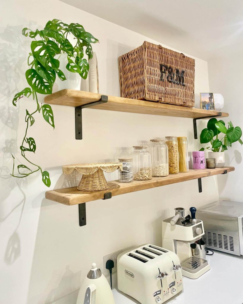 4. Industrial Brackets With Natural Charm