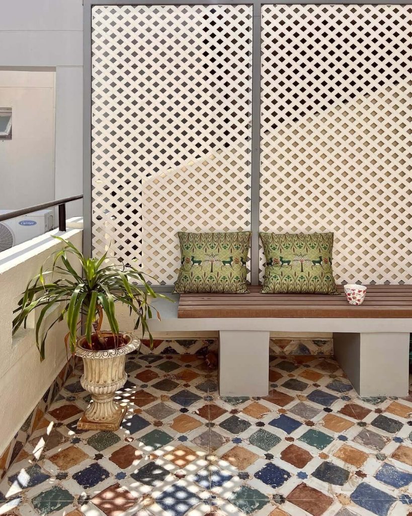 4. Mediterranean Vibes with Patterned Flooring