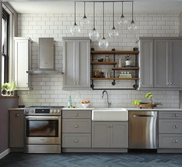 4. Rustic Industrial Style with Open Shelving
