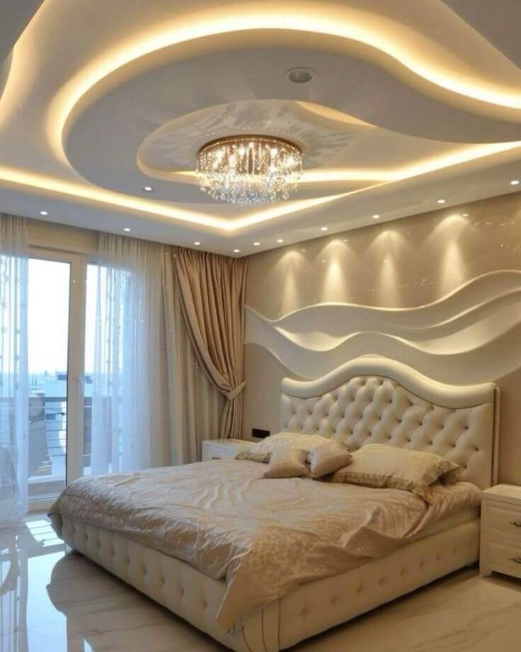 5. Sculptural Wave Panels for a Dreamy Bedroom