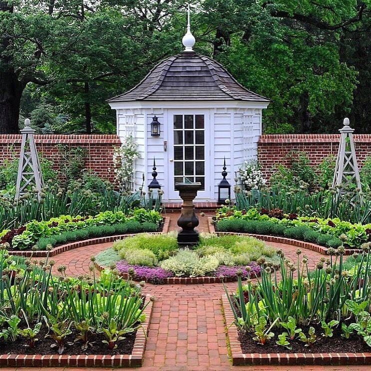 Classic Potager Garden with Symmetrical Brick Paths