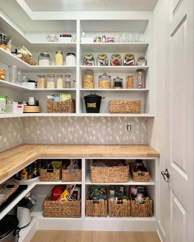 8. Add a U-Shaped Shelving Layout for Maximum Corner Storage