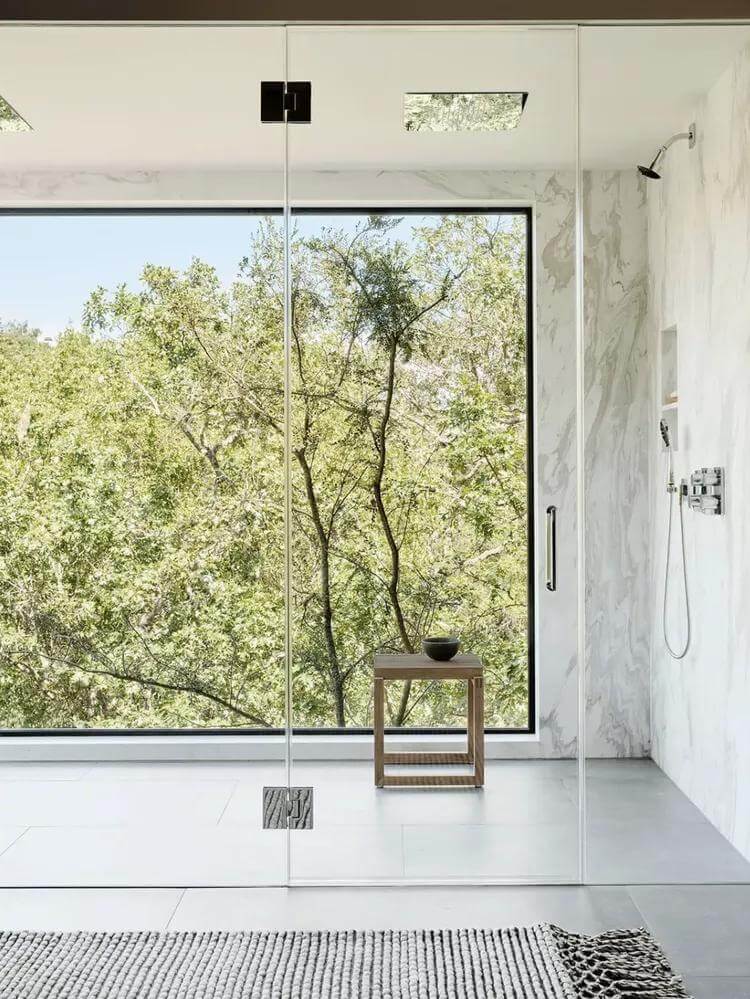 8. Japandi Interior Ideas Zen Shower Nature View