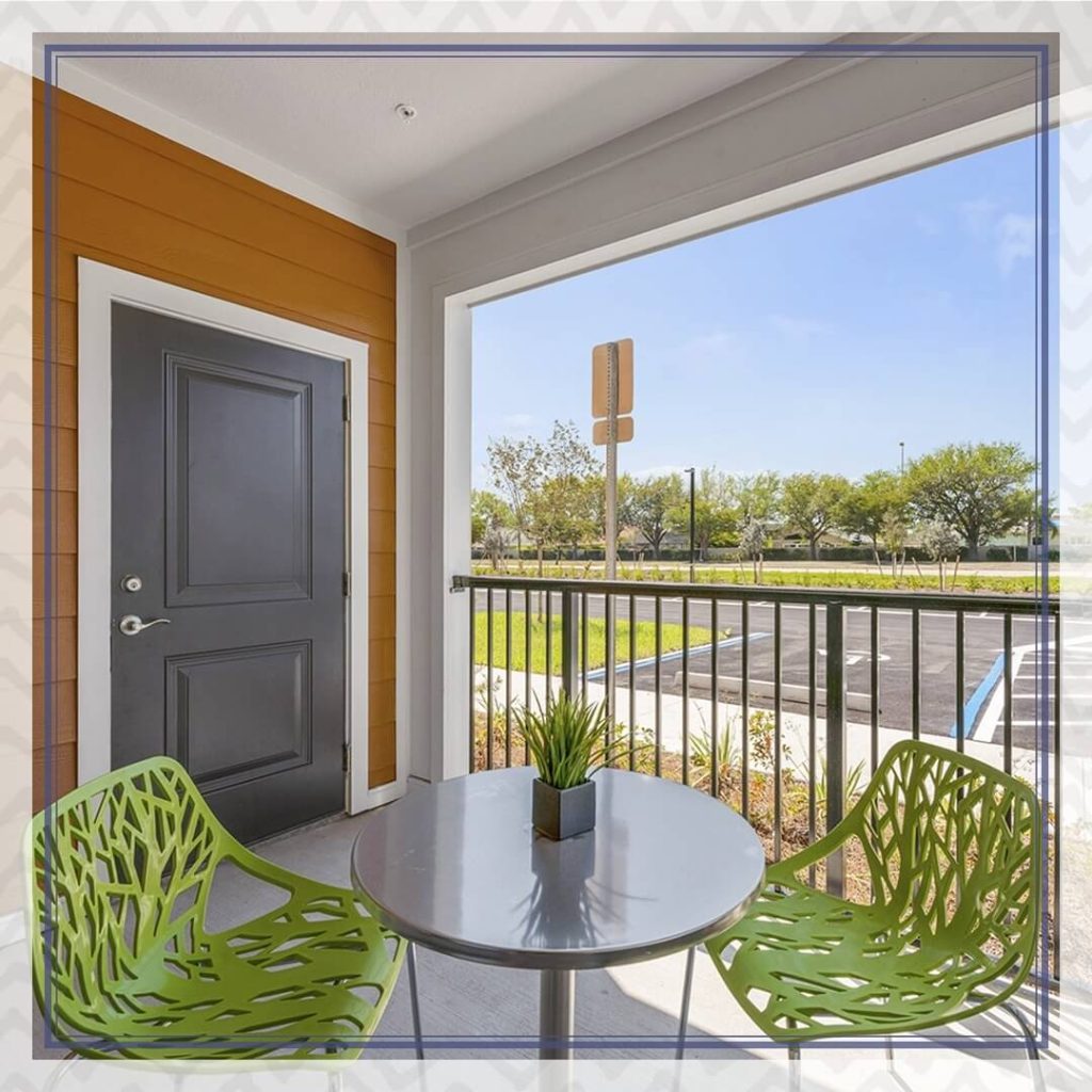 9. Minimalist Patio Vibes with Bold Color Contrast
