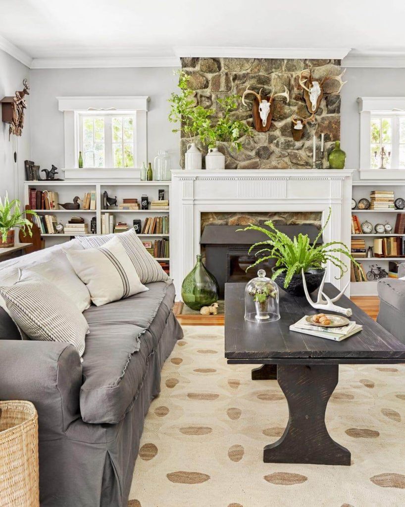 cozy house ideas vintage fireplace with floral decor