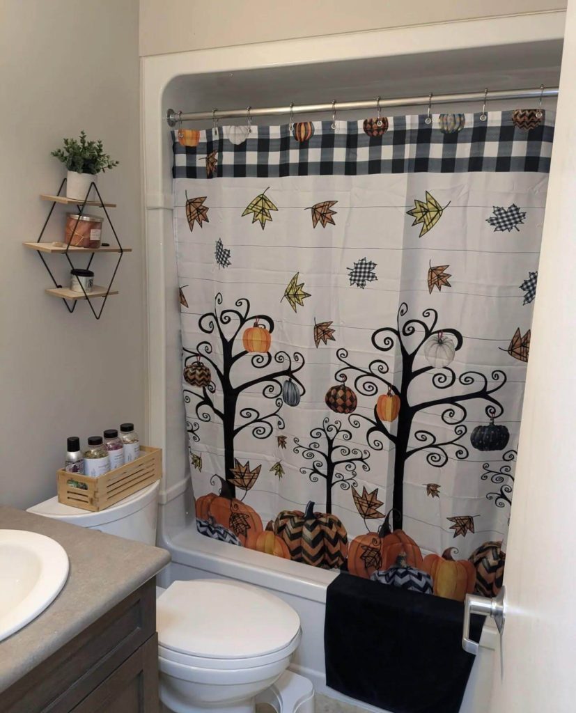 1. Festive Fall Shower Curtain for Instant Impact