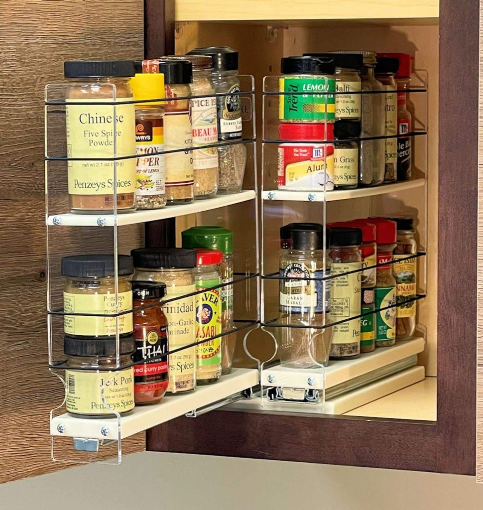1. Install a Pull-Out Spice Rack Inside Cabinets