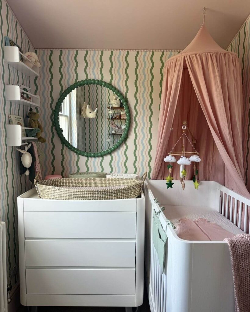 10. Create Impact with Patterned Walls and Playful Canopy