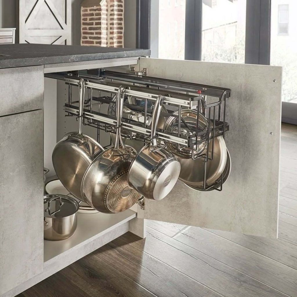 10. Use a Heavy-Duty Hanging Rack for Cookware and Lids