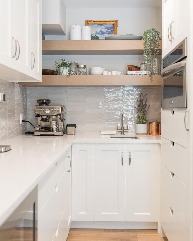 11. Thick Floating Shelves for a Polished Pantry Nook