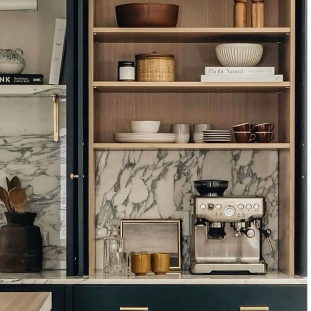 12. Stylish Coffee Cabinet with a Touch of Marble
