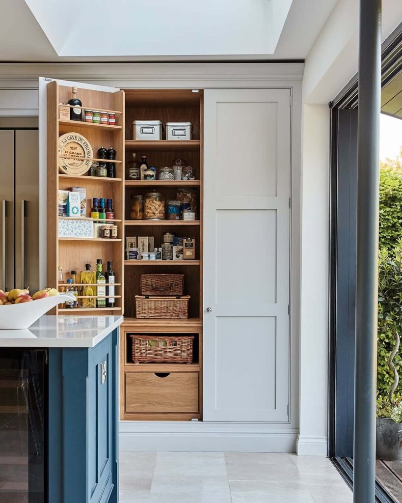 12. Wicker Basket Pantry with Natural Texture