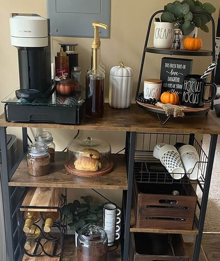 13. Cozy Coffee Station with Vintage Charm