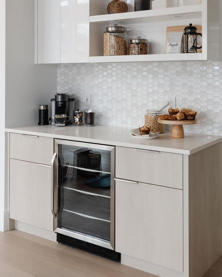13. Upper Shelf Storage with Everyday Essentials on Display