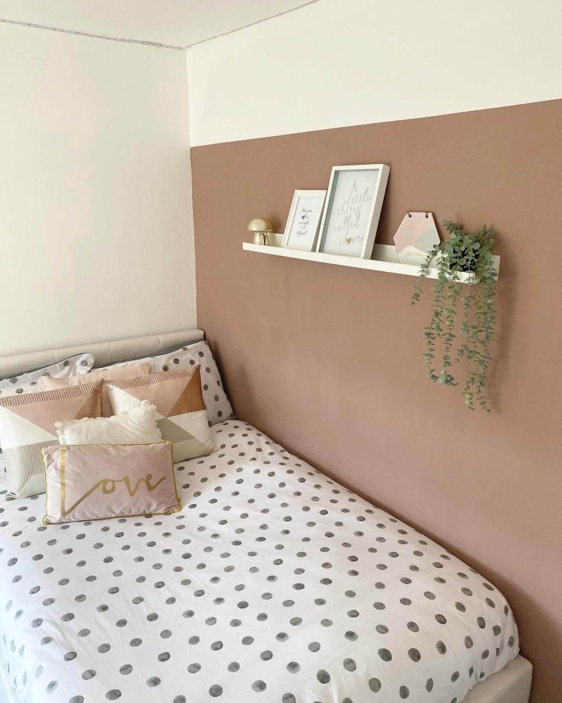 14. Soft Color Block with Playful Shelf Styling
