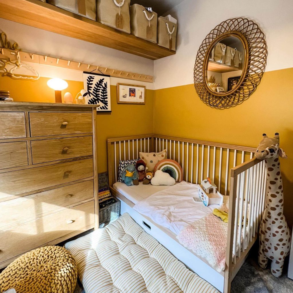 14. Go Bold with Color Blocking and Natural Storage