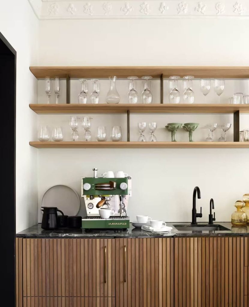 14. Bold Green Coffee Station with a Retro Vibe