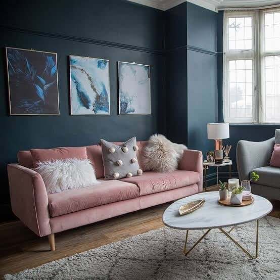 14. Navy Blue and Soft Pink for a Feminine Touch