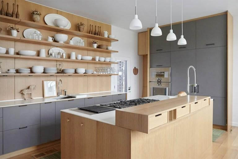 14. Layer Floating Shelves to Display and Store Dinnerware