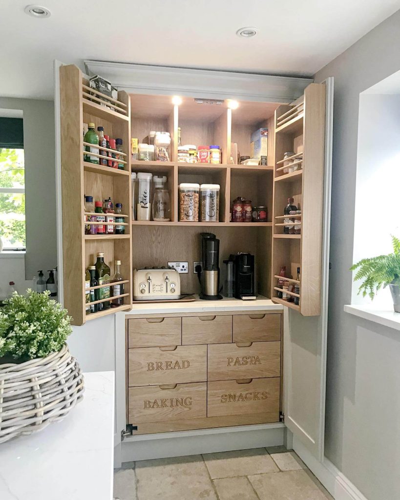 15. All-in-One Pantry and Beverage Station with Drawer Labeling