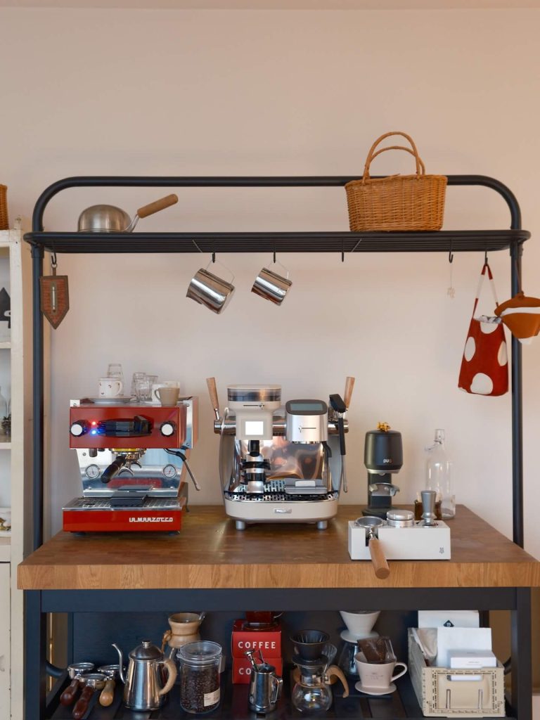 15. Functional and Stylish Coffee Bar with Open Shelving