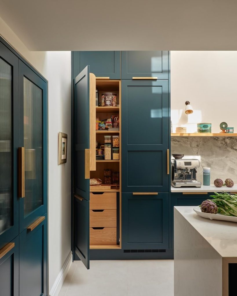15. Tall Teal Pantry Tower with Smart Zoning