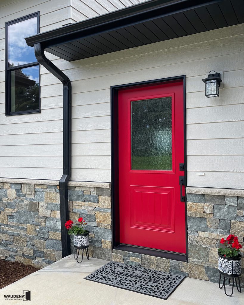 16. Eye-Catching Red for a Bold Entrance
