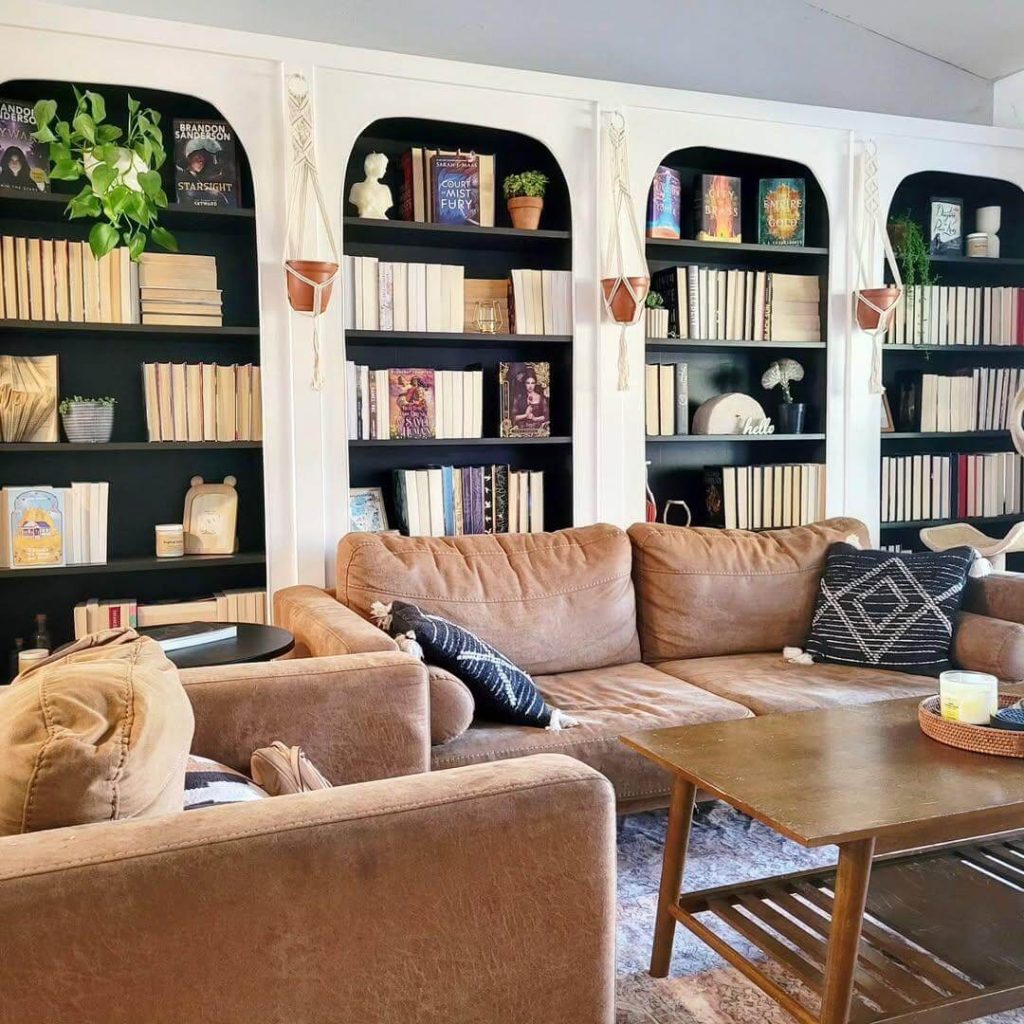 17. Relaxed Boho Reading Corner with Hidden Books