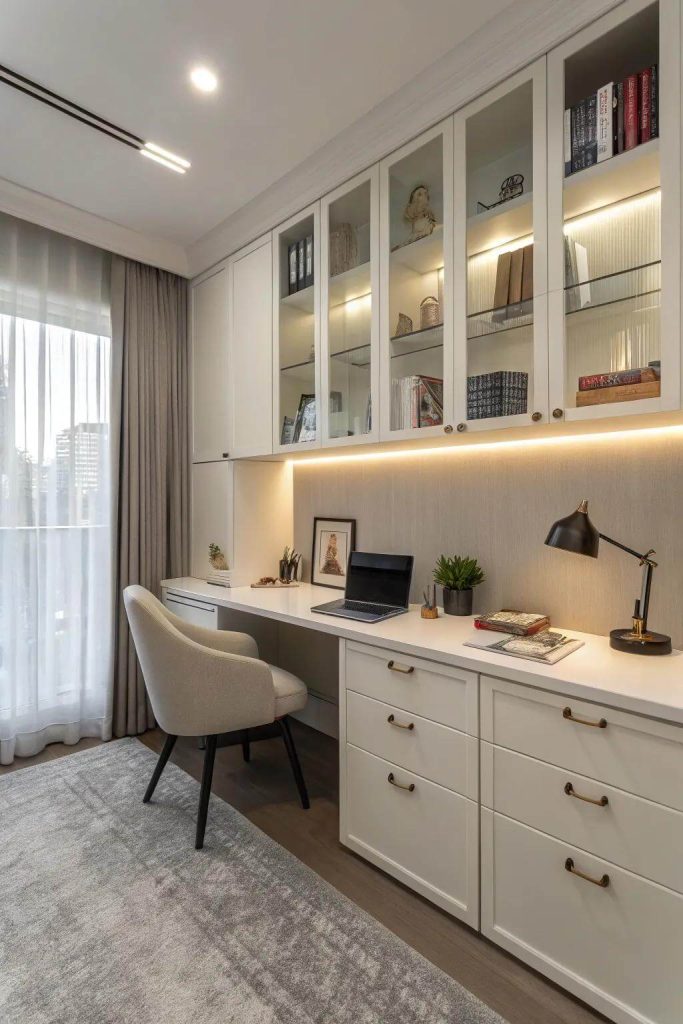 18. Statement Wall Shelves with Color-Blocked Backing