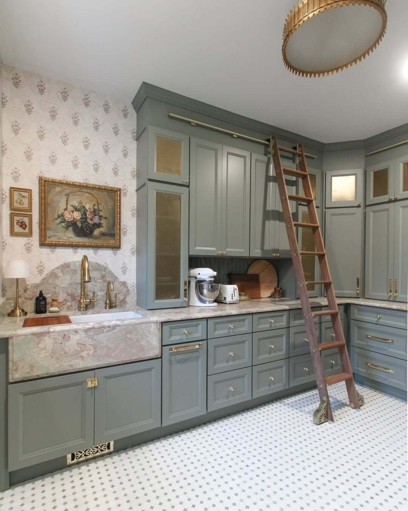 19. Library Ladder Pantry with Vertical Grandeur
