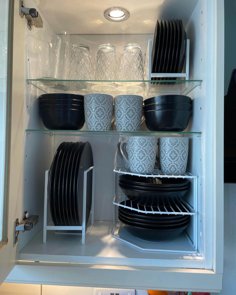 19. Vertical Plate Racks for Compact Dishware Organization