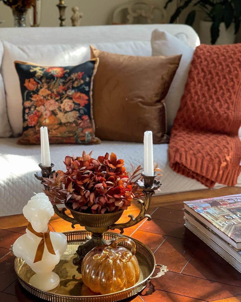 20. Craft a Romantic Fall Moment with Velvet and Vintage Accents