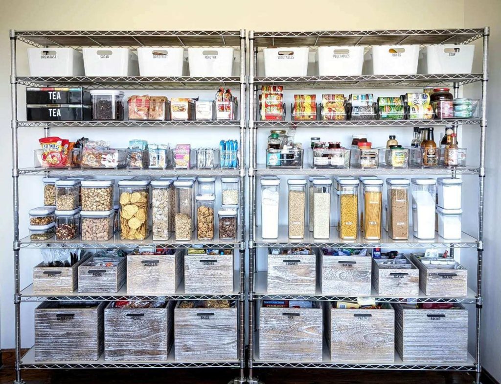 20. High-Capacity Storage: Metal Rack Open Pantry System