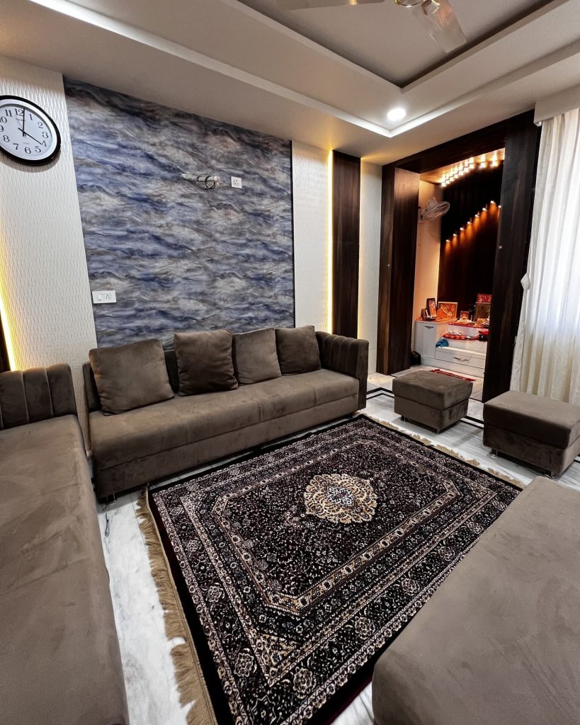 20. Modern Neutral Tones with a Textured Accent Wall