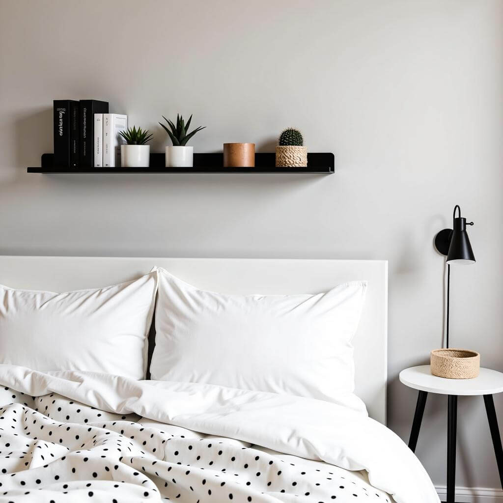 21. Sleek Monochrome Shelf with Modern Simplicity