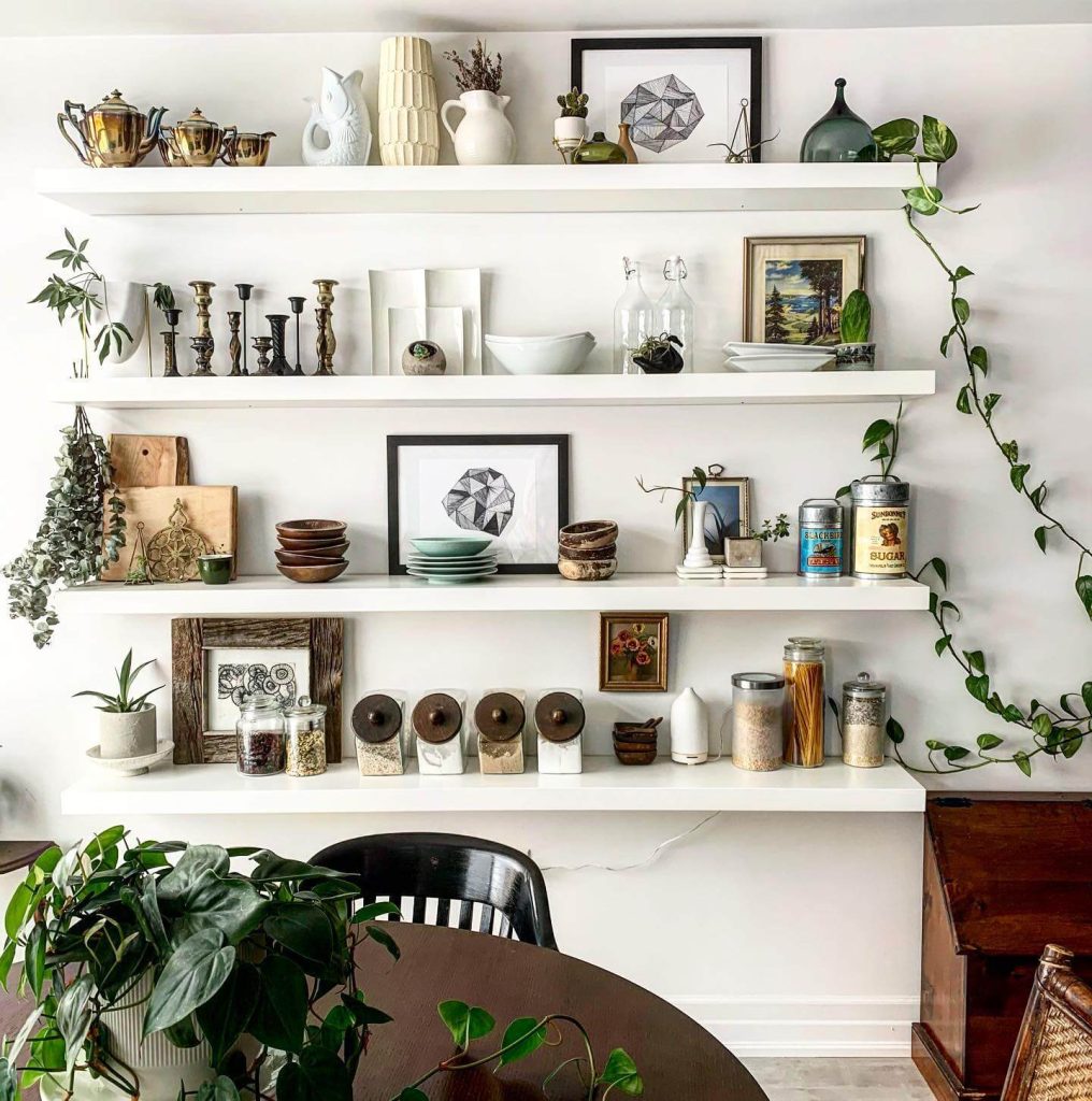 22. Vintage-Inspired Pantry Wall With Mixed Decor