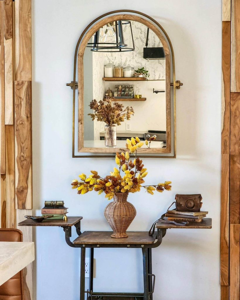 24. Add Vintage Charm with a Harvest Console Vignette