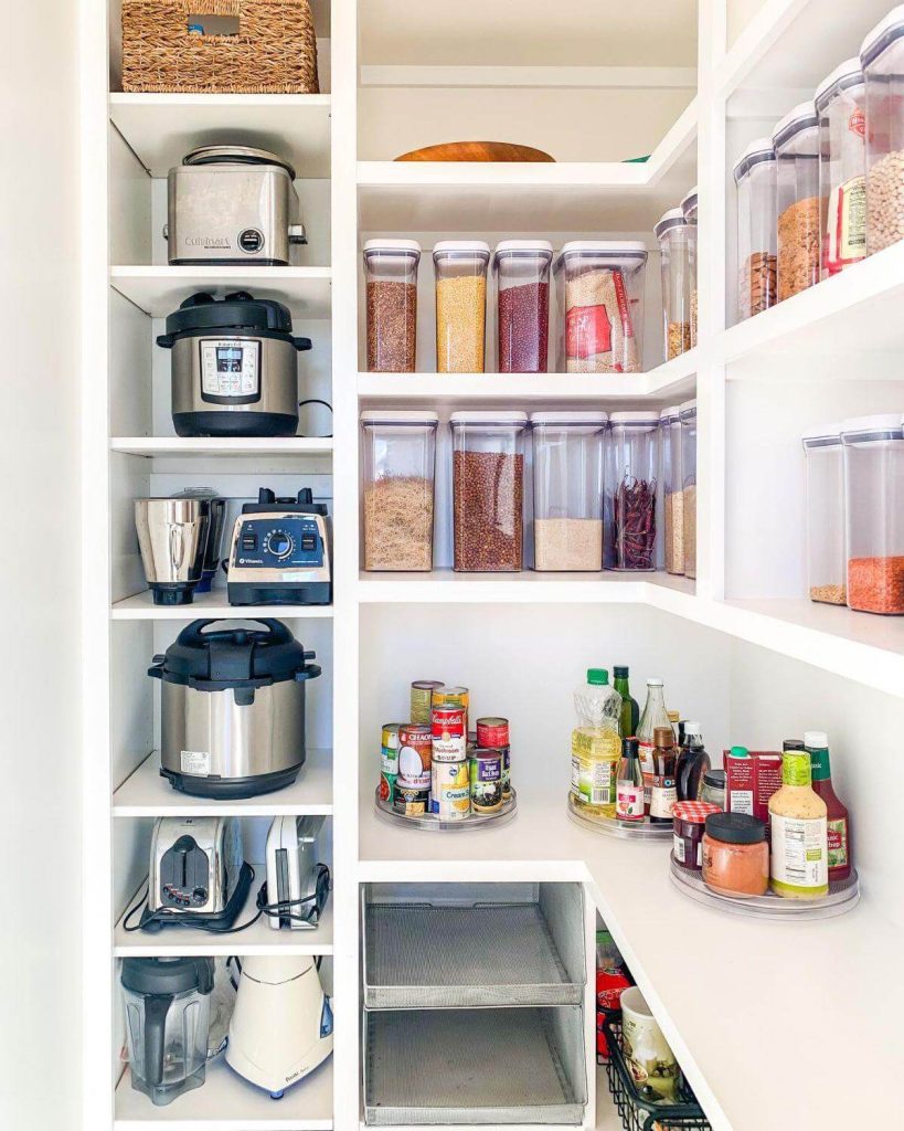 3. Build Vertical Shelving in the Pantry for Appliances and Dry Goods