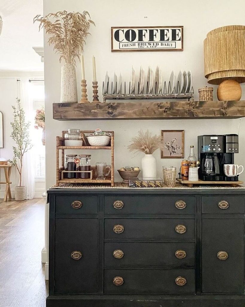 3. Rustic Chic Coffee Station with Vintage Charm