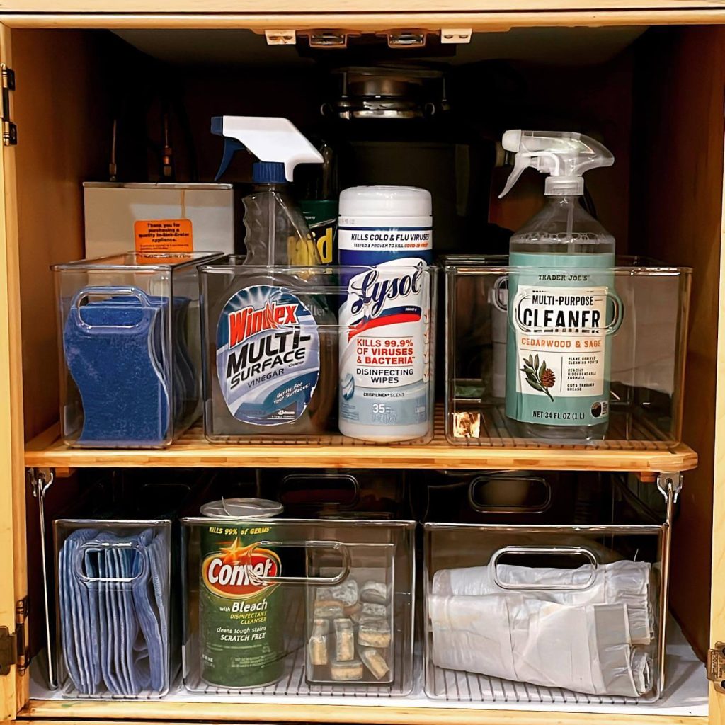 4. Clear Bins Bring Structure to Cleaning Chaos