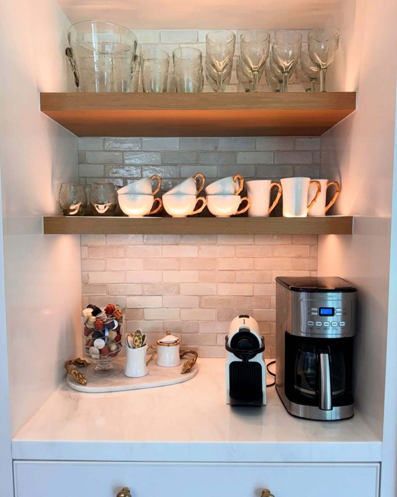 4. Compact Coffee Nook with a Touch of Luxury