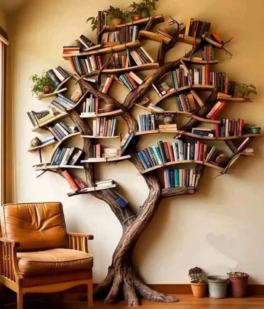 4. Nature-Inspired Tree Bookshelf