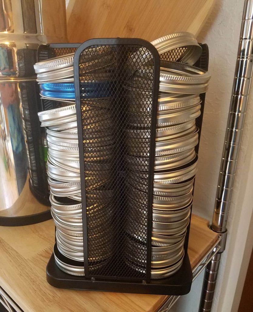 4. Repurpose a Mesh File Organizer for Jar Lids