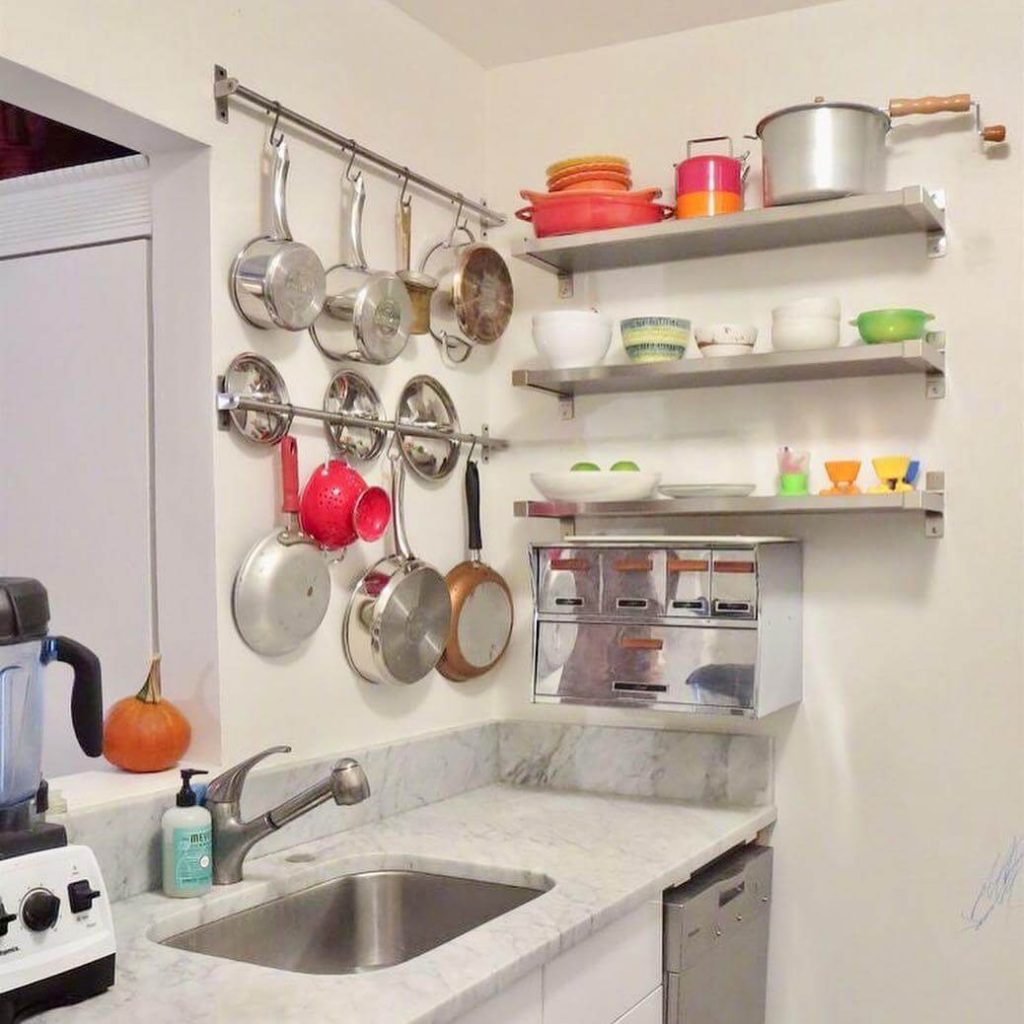 5. Hang Pots and Pans to Free Up Cabinets