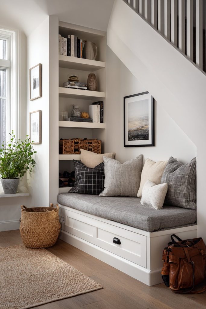 Neutral Understairs Reading Corner