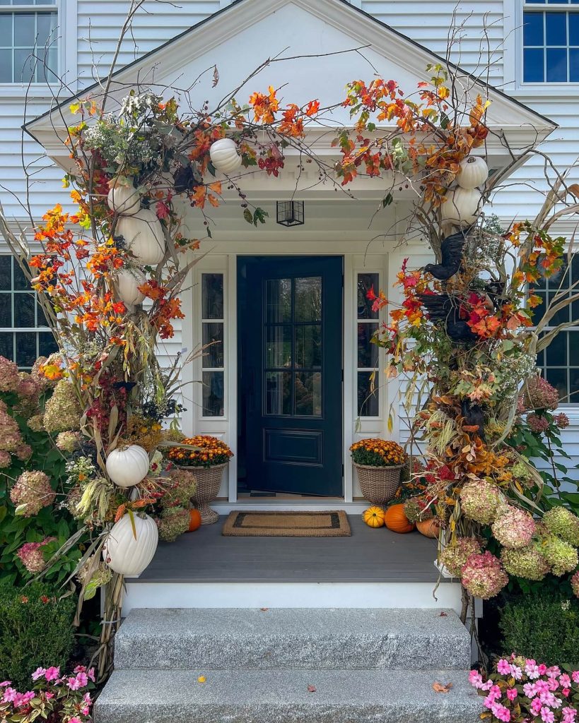 5. Whimsical Harvest Arch for a Grand Entrance
